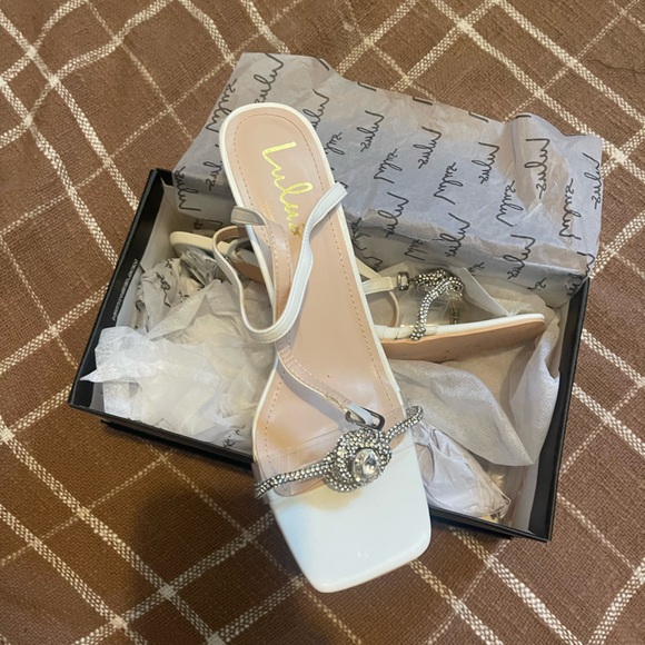 Lulus NWT Rhinestone White Heels - Picture 2 of 4